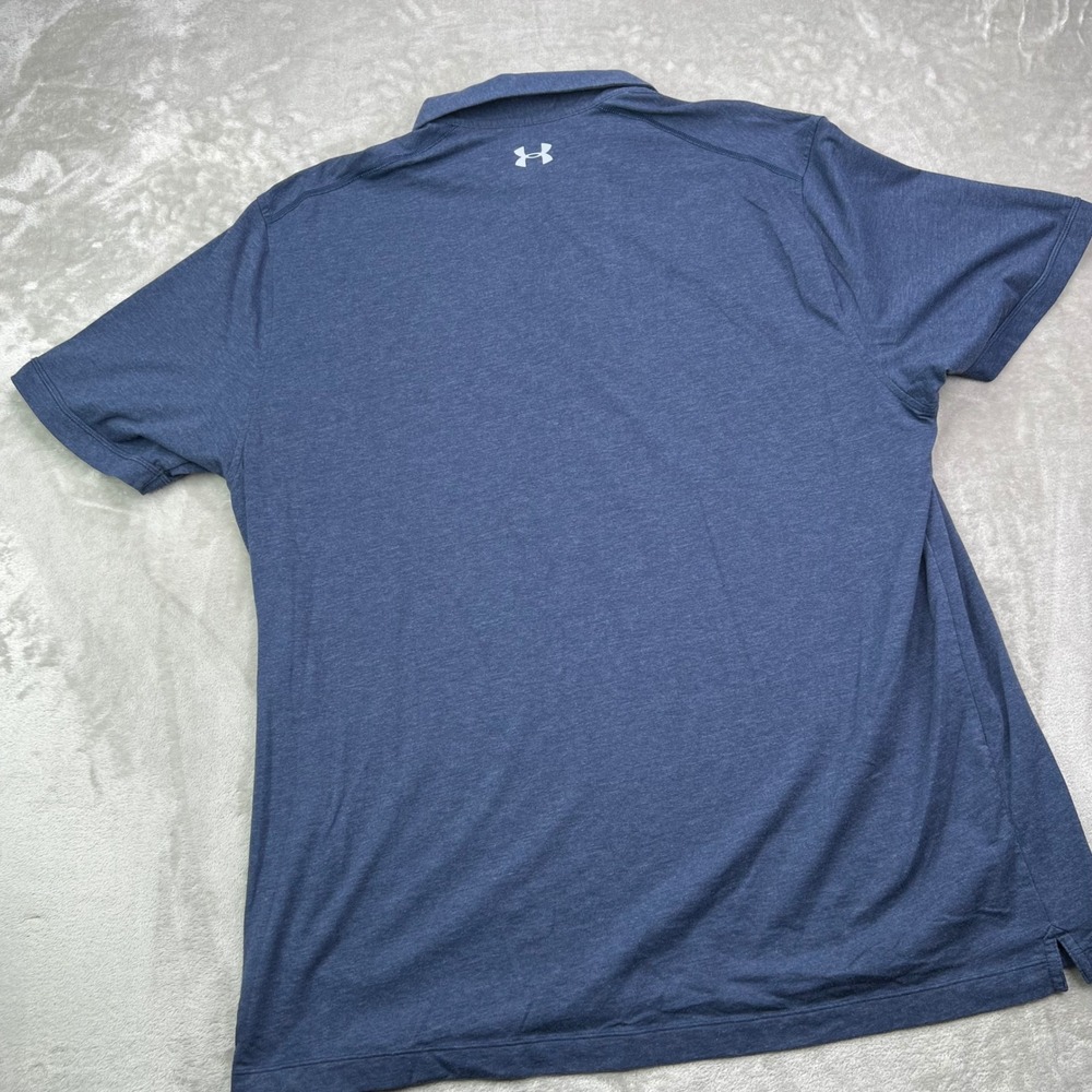 Under Armour Polo Shirt Mens 3XL Blue Heathered HeatGear Loose Fit Short Sleeve - Picture 3 of 9